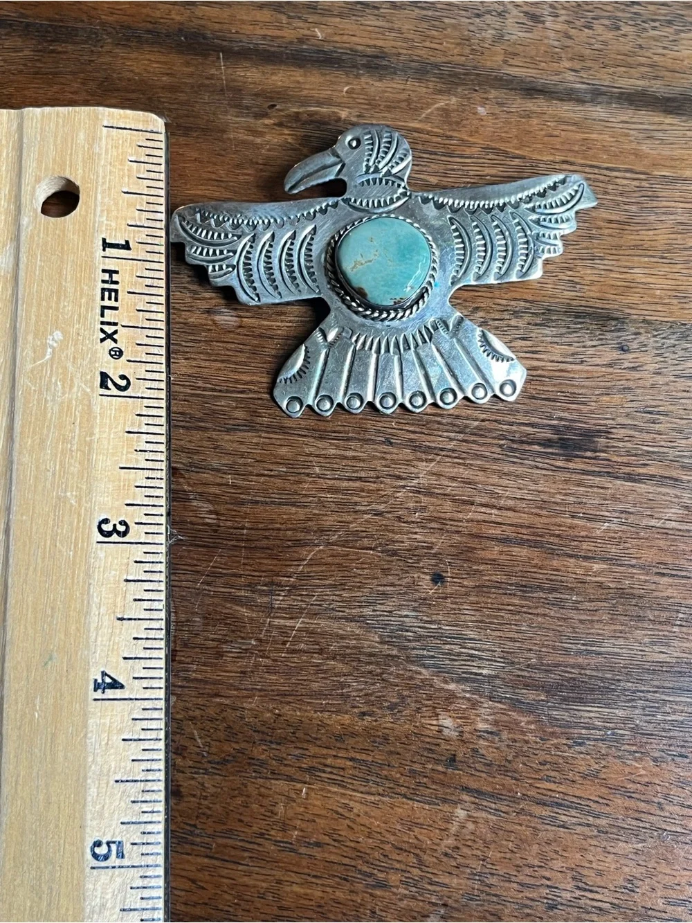 Turquoise Accent Sterling Silver Bird Pendant and Brooch - Native American